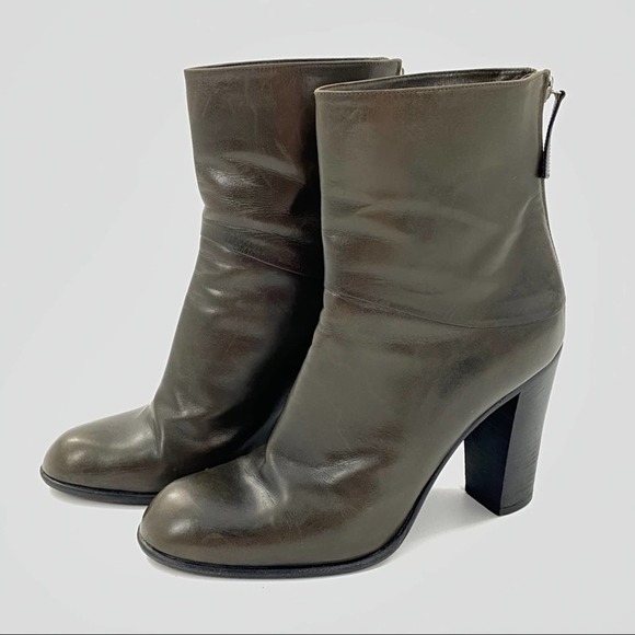 Marc Jacobs Leather Olive Heeled Ankle Boots - Picture 2 of 13
